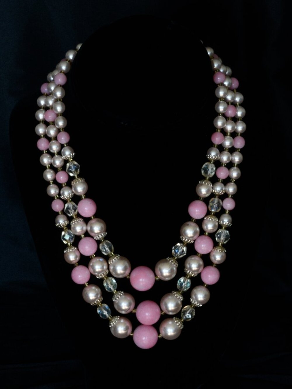 Three Strand 1950's Mixed Bead Necklace - Japan